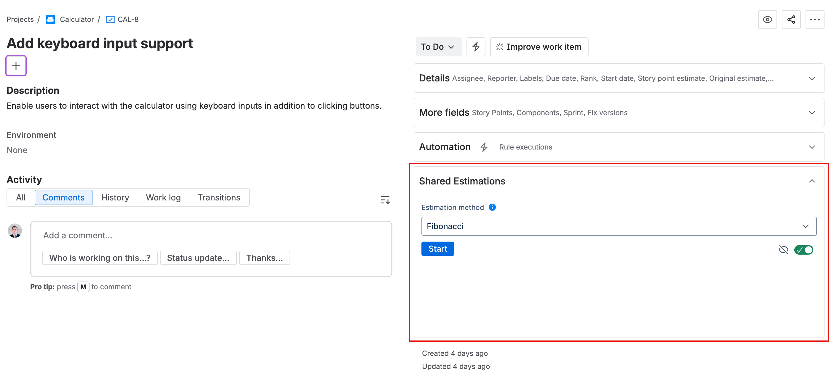 Shared Estimations - Look for the dedicated Shared Estimations section on the Jira issue right panel.