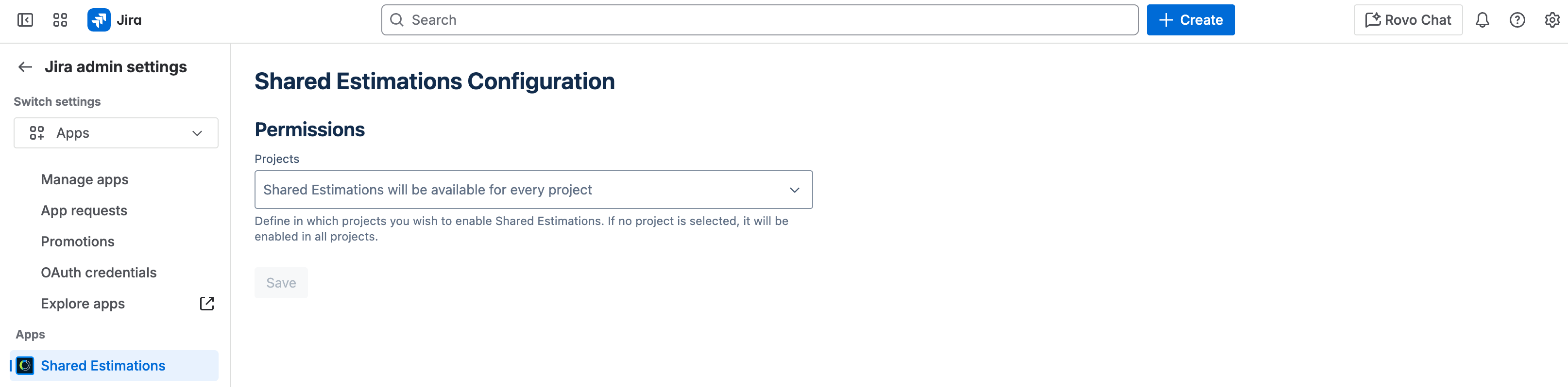 Shared Estimations - Available for all projects by default