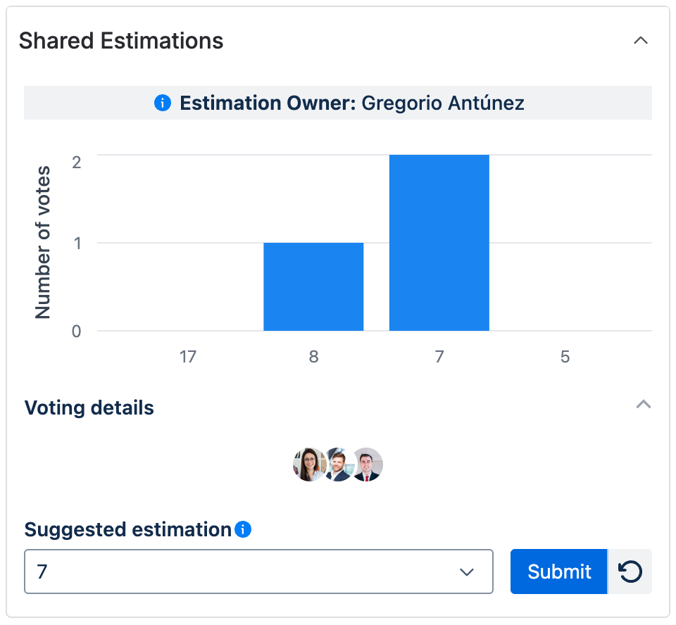 Shared Estimations - Anonymous estimation owner results screen - Bar Chart