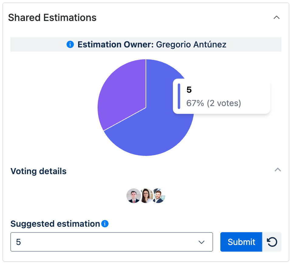 Shared Estimations - Anonymous estimation owner results screen - Pie Chart