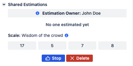 Estimation owner voting screen